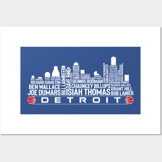 Detroit Basketball Team All Time Legends, Detroit City Skyline Wall Art by Legend Skyline